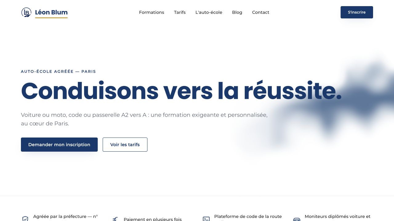 Capture du site de Auto-école Léon Blum