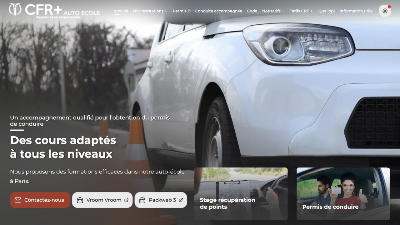 Capture du site de Auto École CFR+