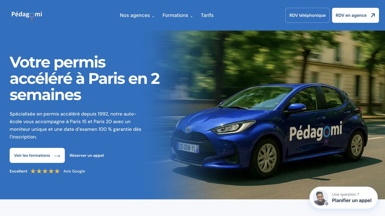 Capture du site de Auto-école Pedagomi — Gambetta
